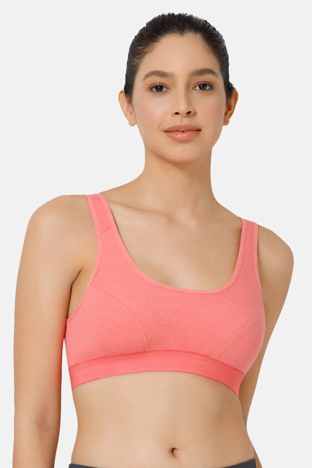 Naidu Hall Cotton Sports Bra - Erica | High Coverage, Cut & Sew Design, Effortless Comfort