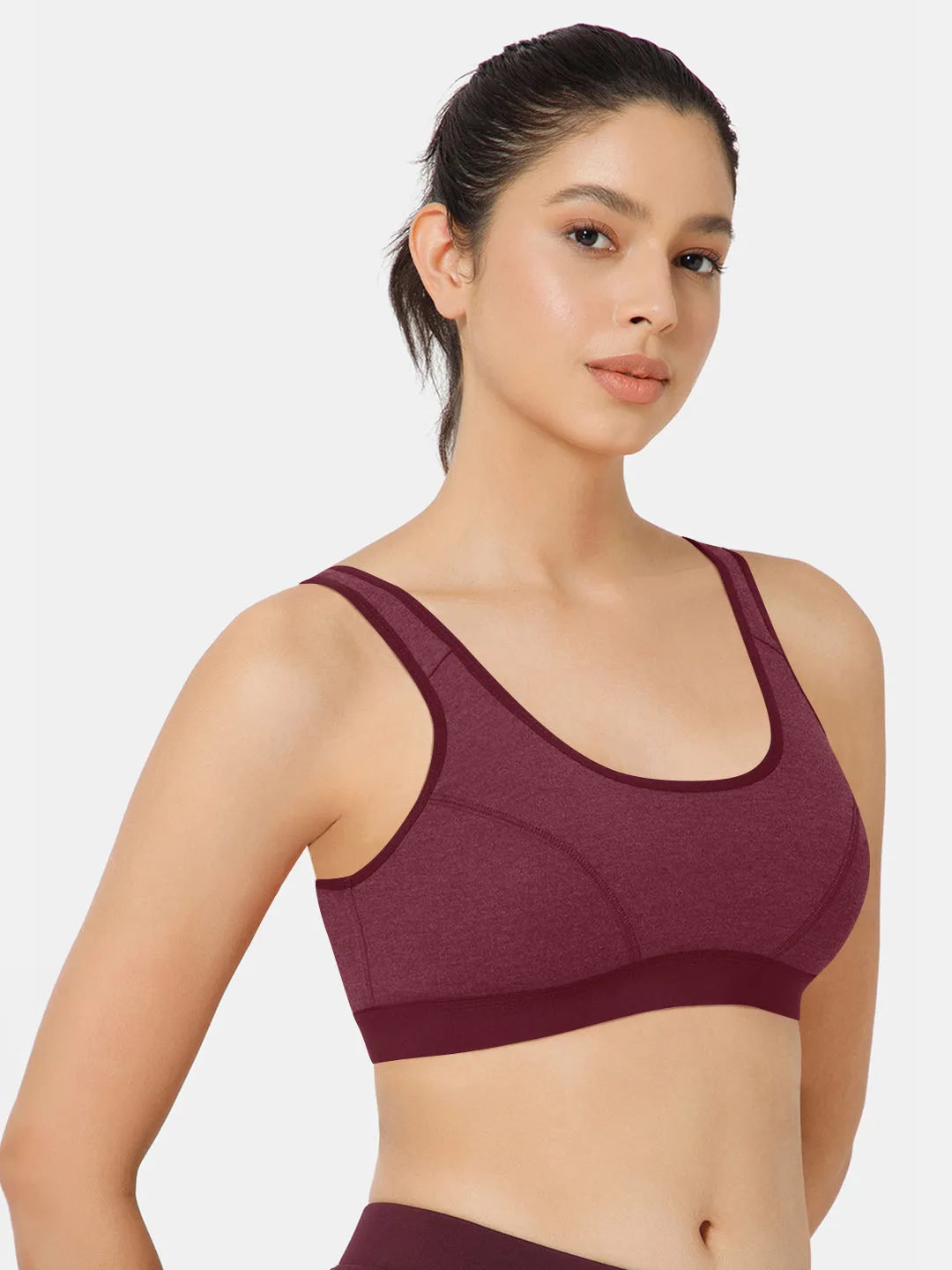 Naidu Hall Cotton Sports Bra - Erica | High Coverage, Cut & Sew Design, Effortless Comfort