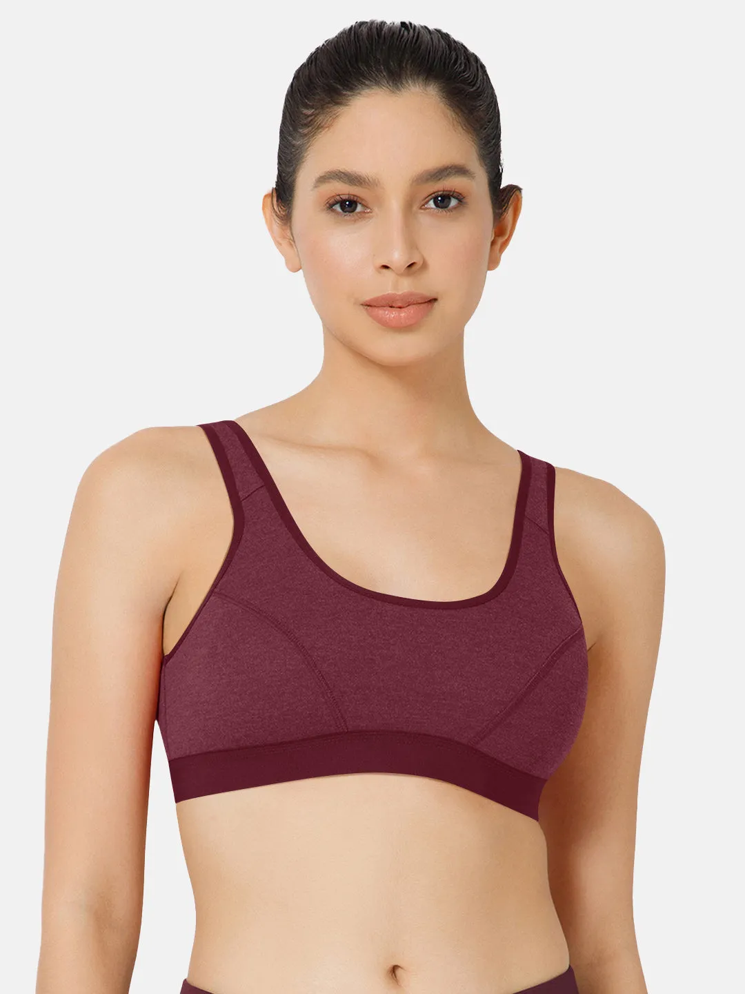 Naidu Hall Cotton Sports Bra - Erica | High Coverage, Cut & Sew Design, Effortless Comfort