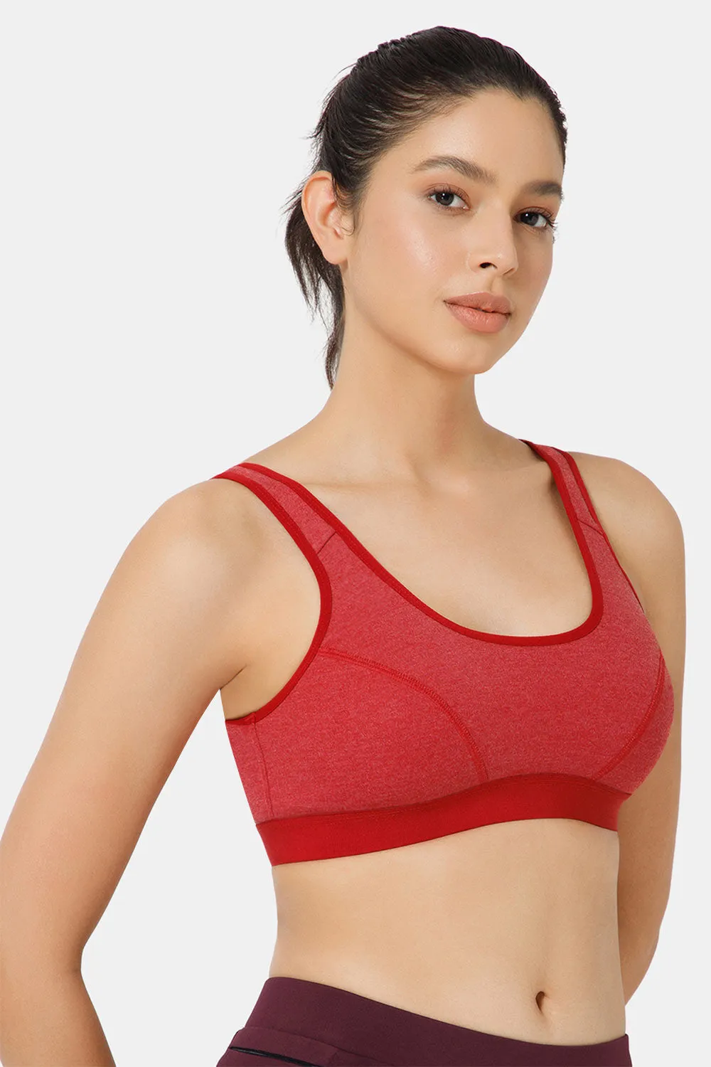 Naidu Hall Cotton Sports Bra - Erica | High Coverage, Cut & Sew Design, Effortless Comfort