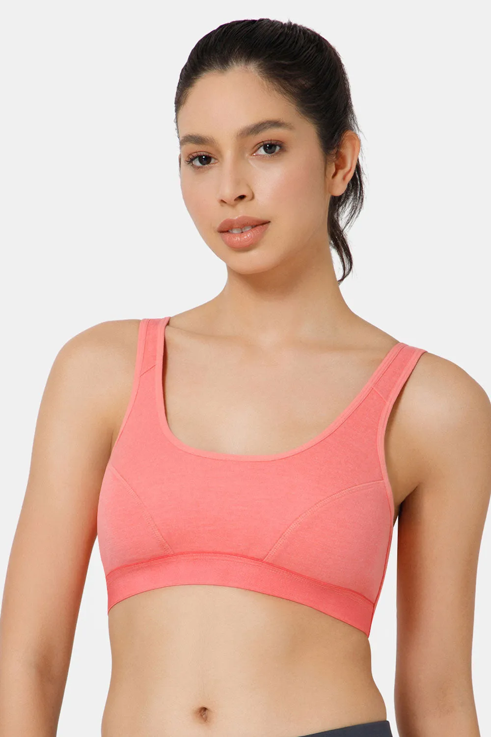 Naidu Hall Cotton Sports Bra - Erica | High Coverage, Cut & Sew Design, Effortless Comfort