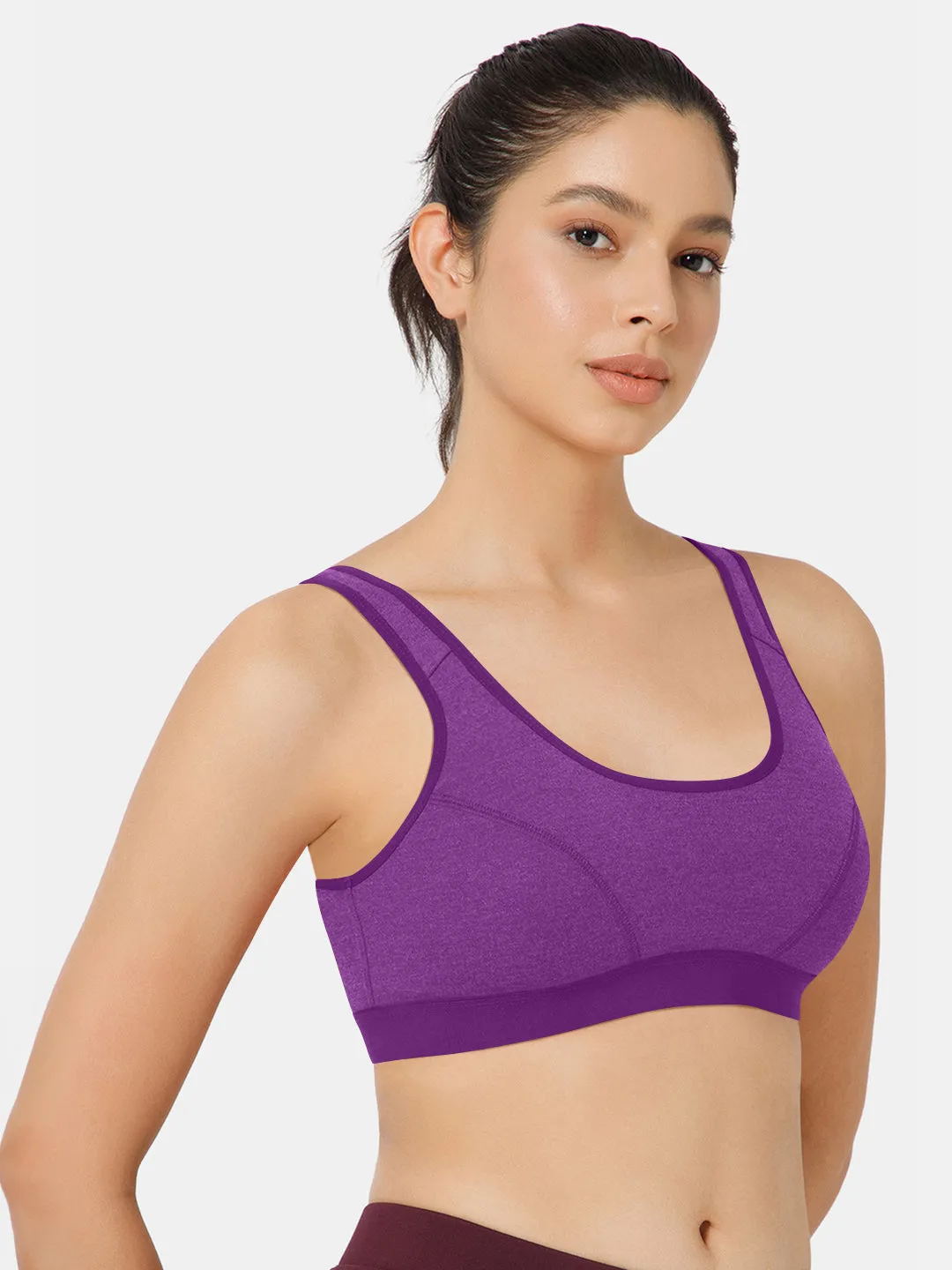 Naidu Hall Cotton Sports Bra - Erica | High Coverage, Cut & Sew Design, Effortless Comfort