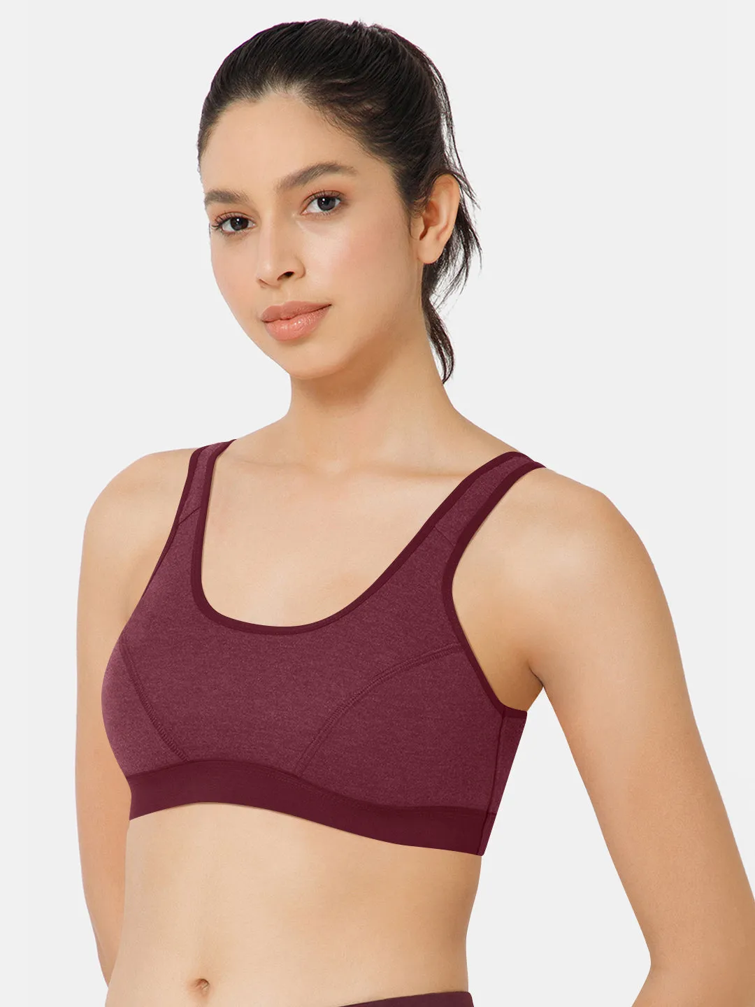 Naidu Hall Cotton Sports Bra - Erica | High Coverage, Cut & Sew Design, Effortless Comfort