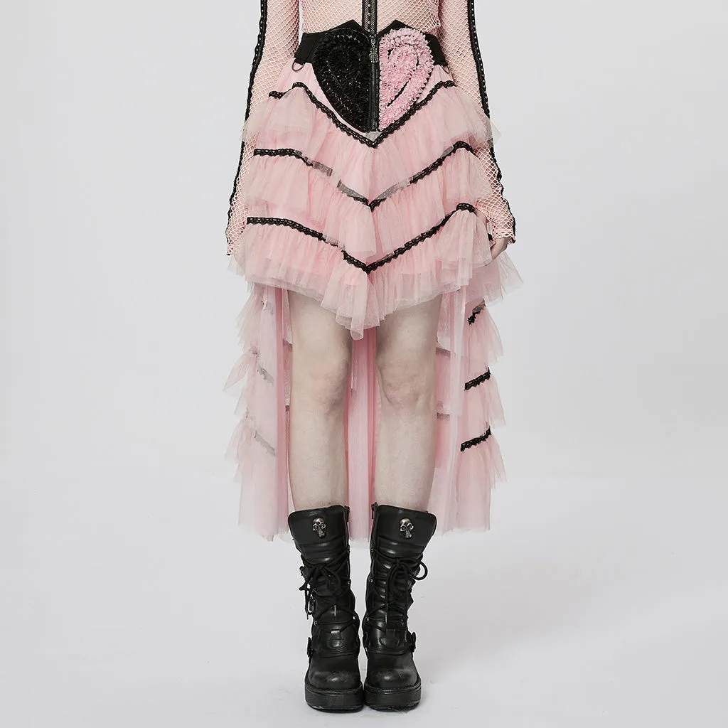 Pink Heart Skeleton Grasp Zipper Dress