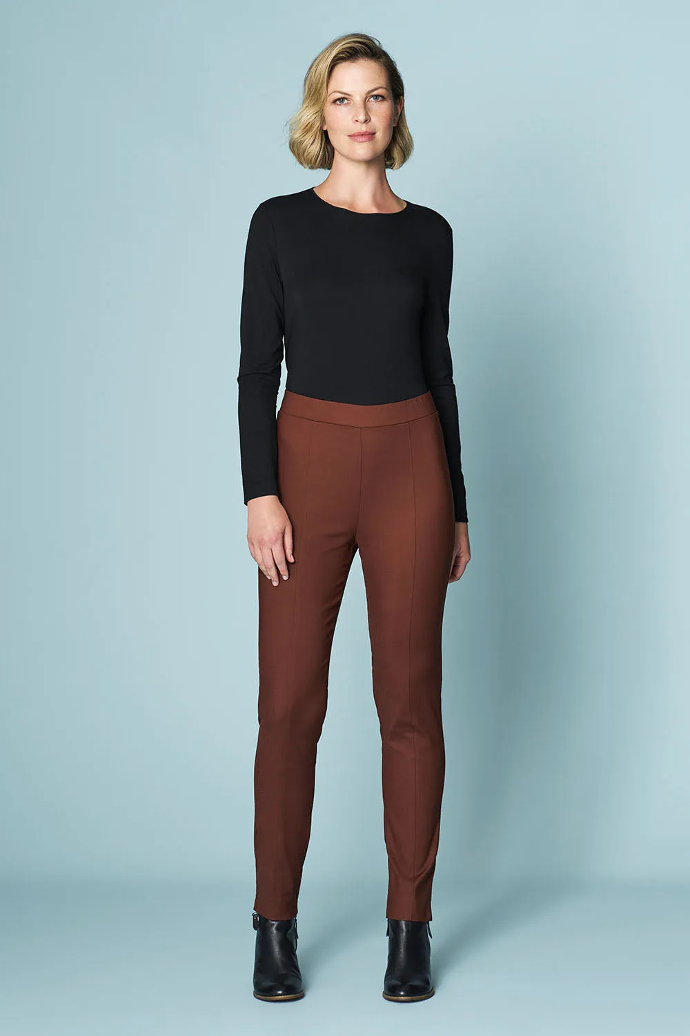 Pintuck Slim Leg Pant