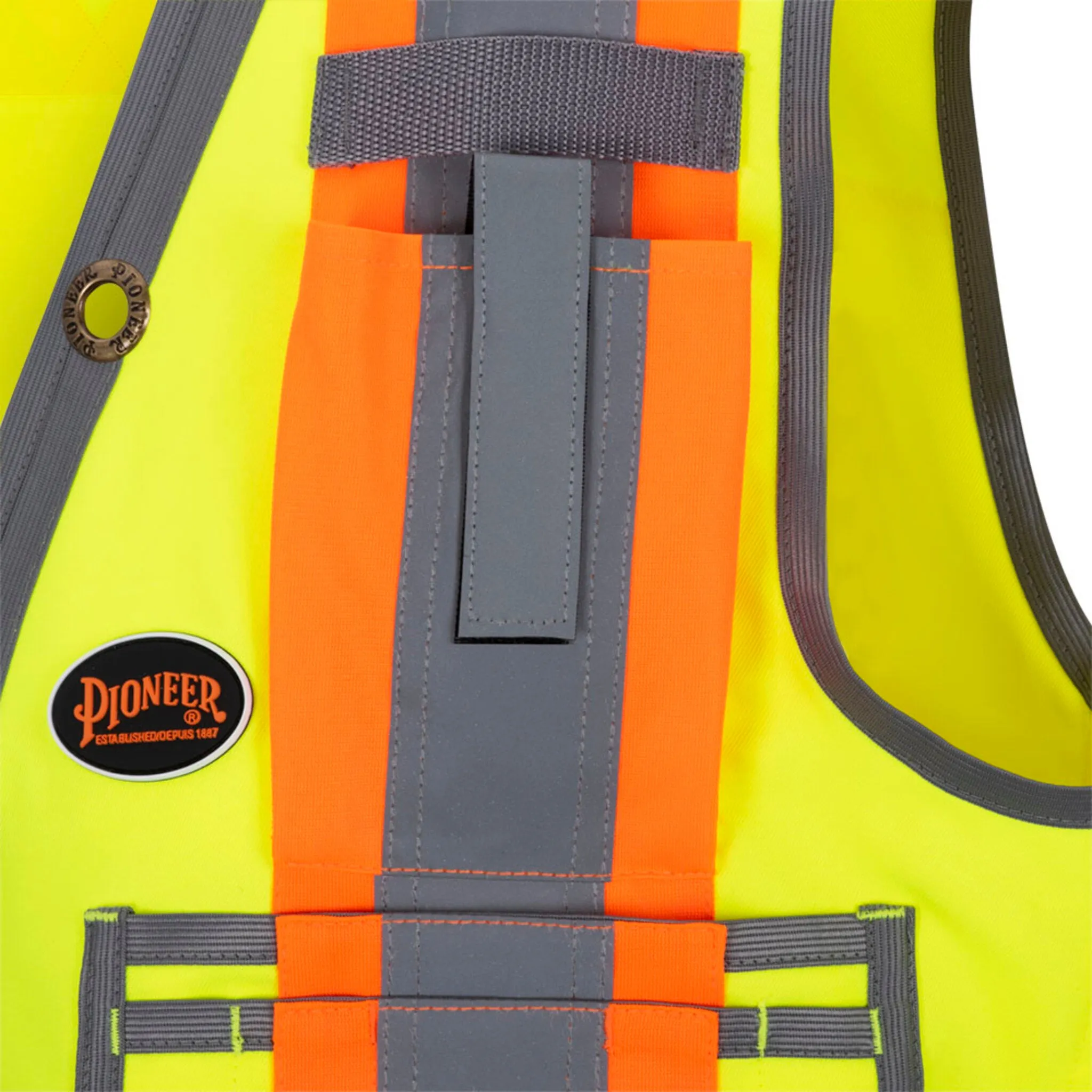 Pioneer Women's Hi Vis Surveyor Safety Vest, 150D Poly Twill, Snap Front, Reflective Tape, Multiple Pockets – Durable, Comfortable Workwear | Sizes XS-4XL