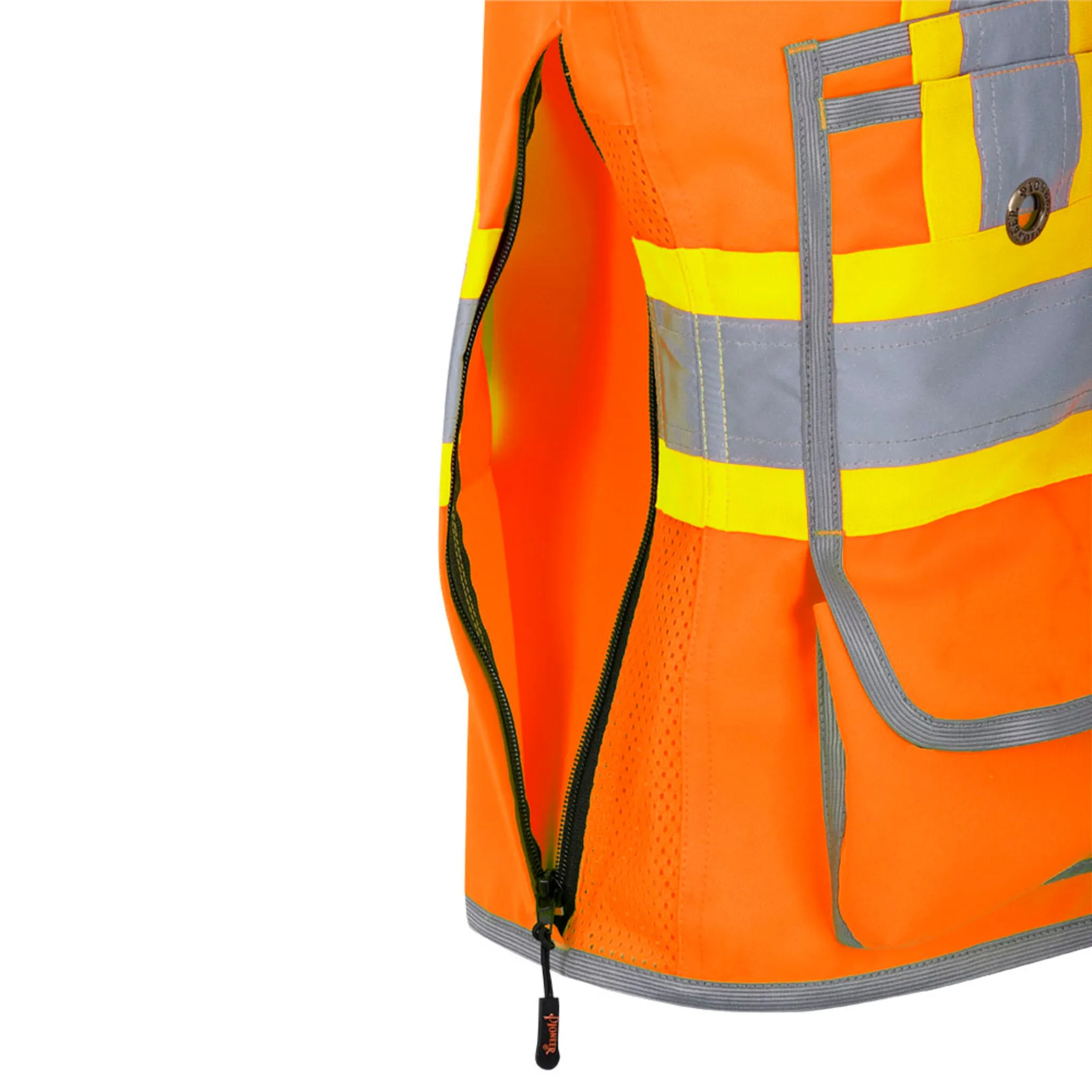 Pioneer Women's Hi Vis Surveyor Safety Vest, 150D Poly Twill, Snap Front, Reflective Tape, Multiple Pockets – Durable, Comfortable Workwear | Sizes XS-4XL