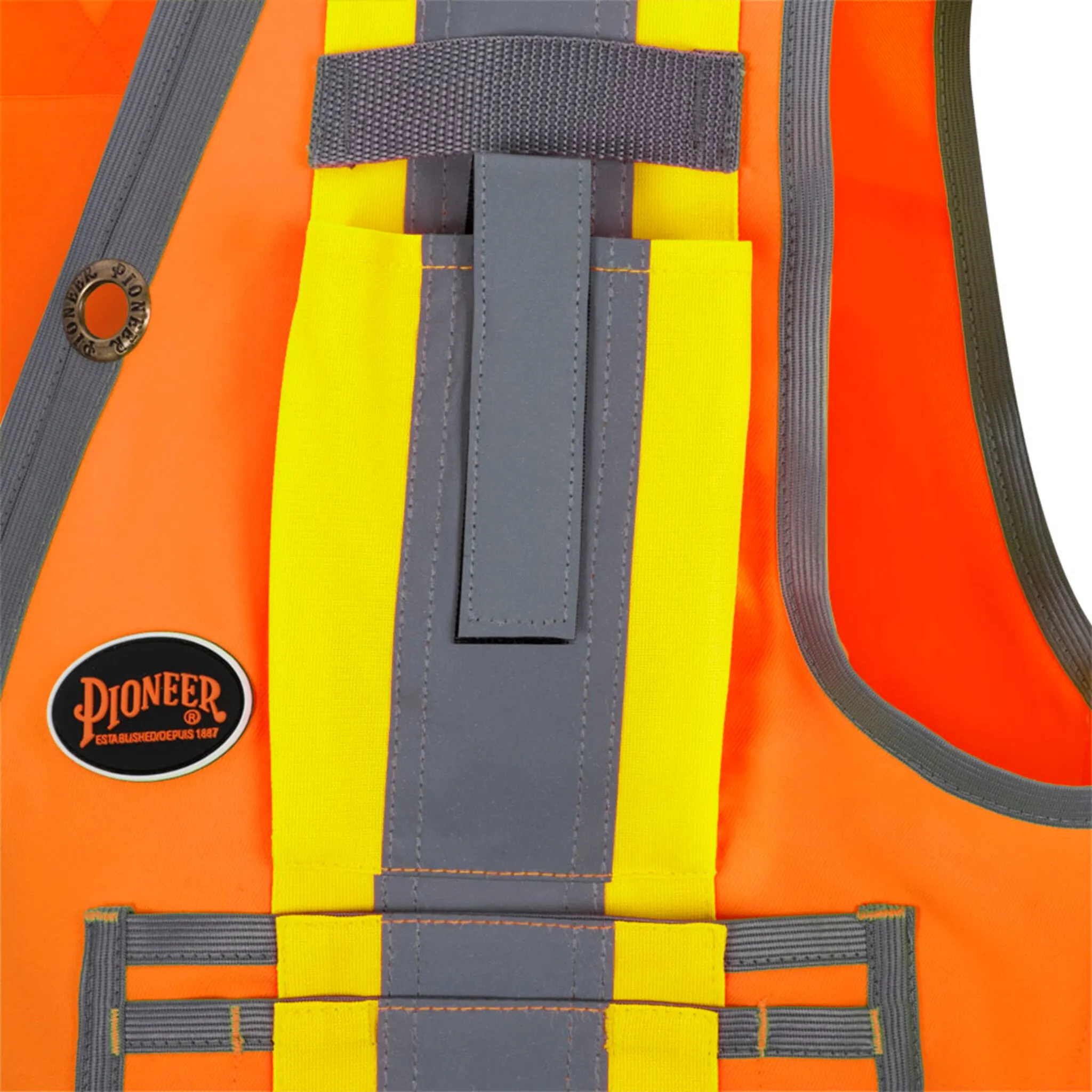 Pioneer Women's Hi Vis Surveyor Safety Vest, 150D Poly Twill, Snap Front, Reflective Tape, Multiple Pockets – Durable, Comfortable Workwear | Sizes XS-4XL