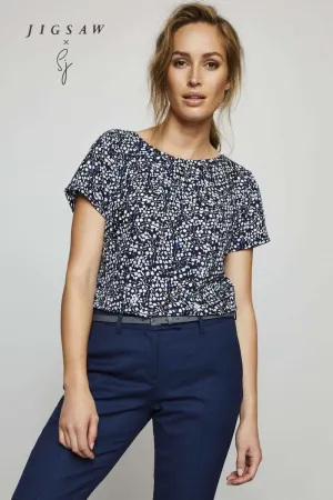 Pleat Neck Blouse - Floral Print