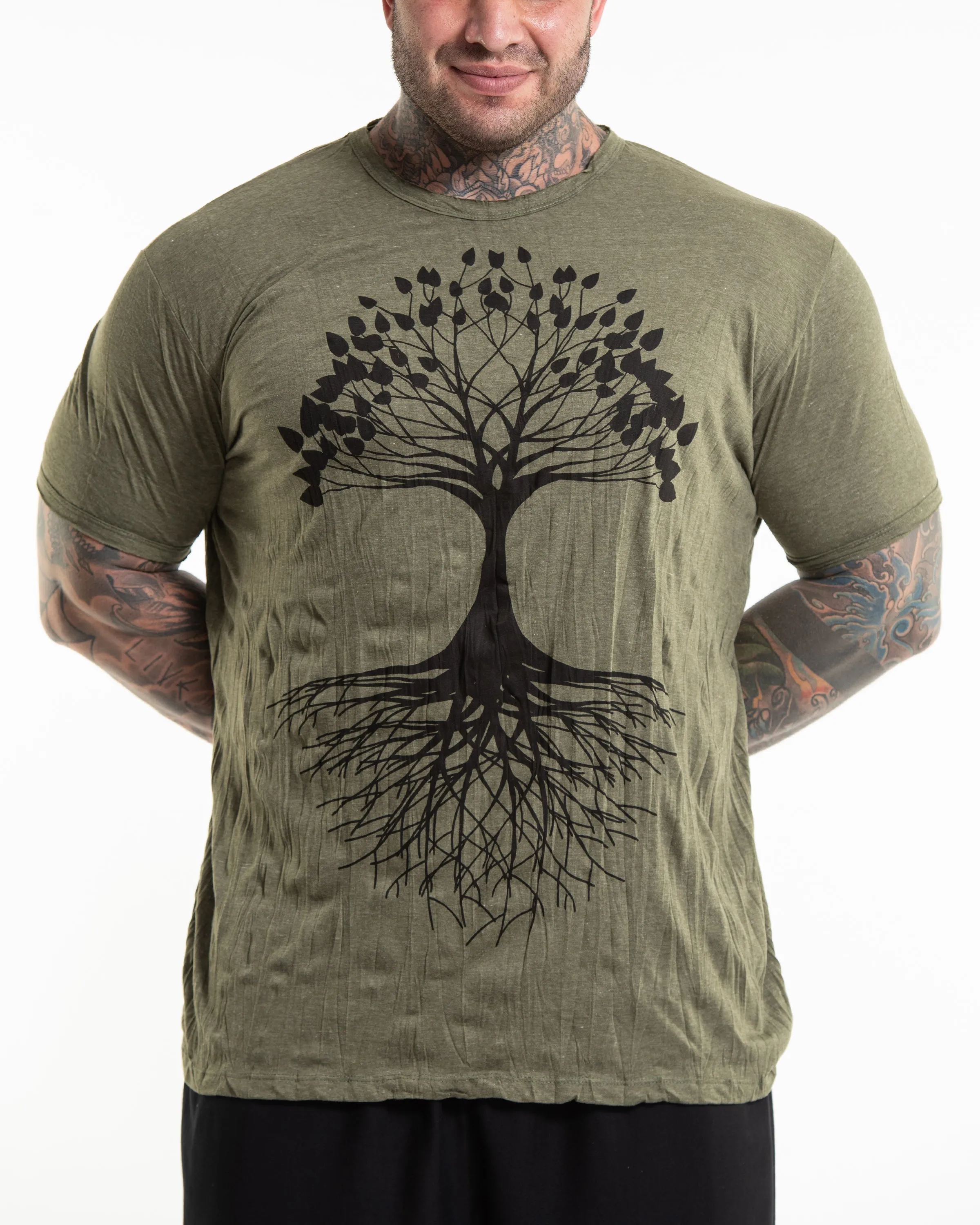 Plus Size Mens Tree of Life T-Shirt in Green