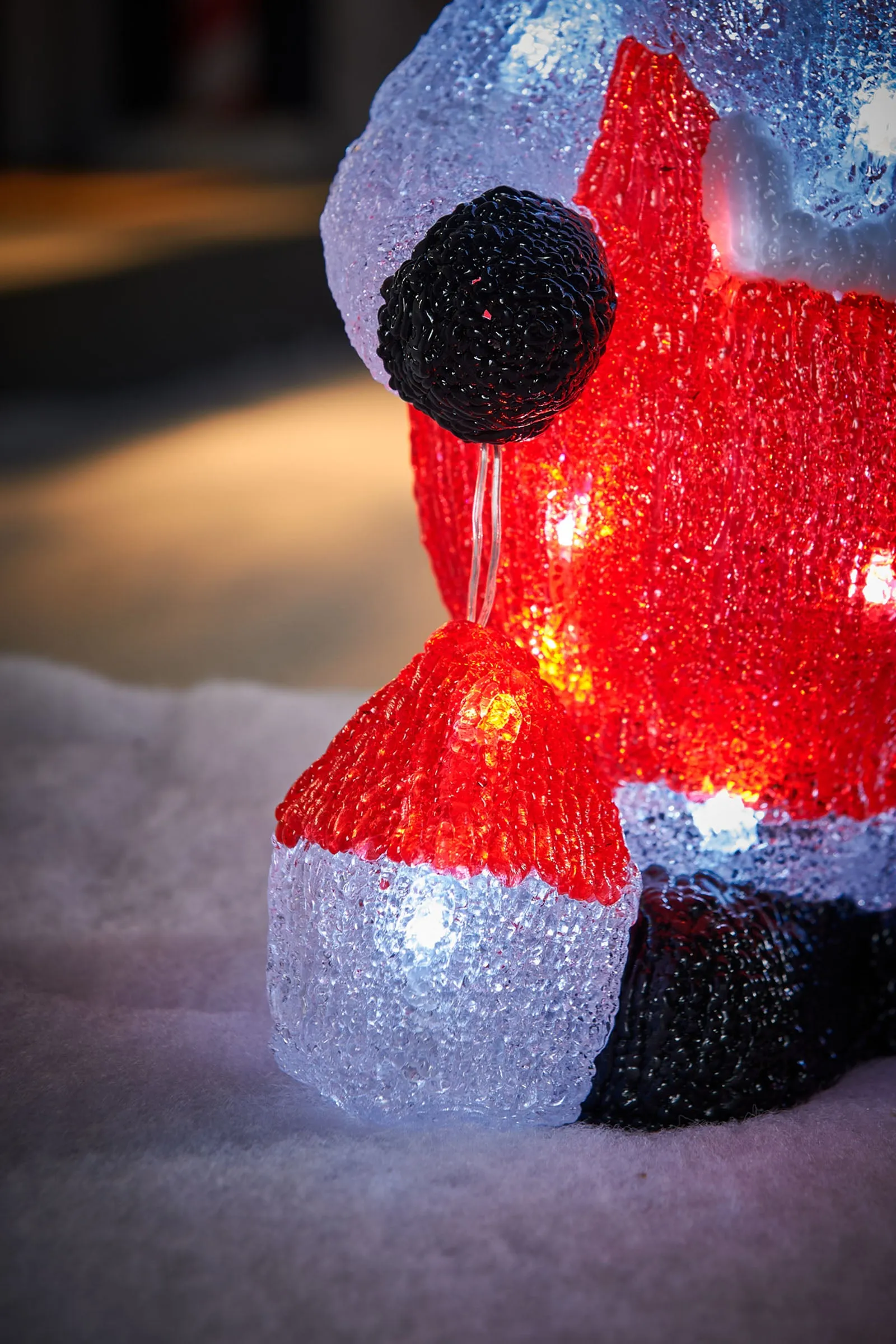 Pre-Lit Acrylic Santa with Lantern, 35 cm