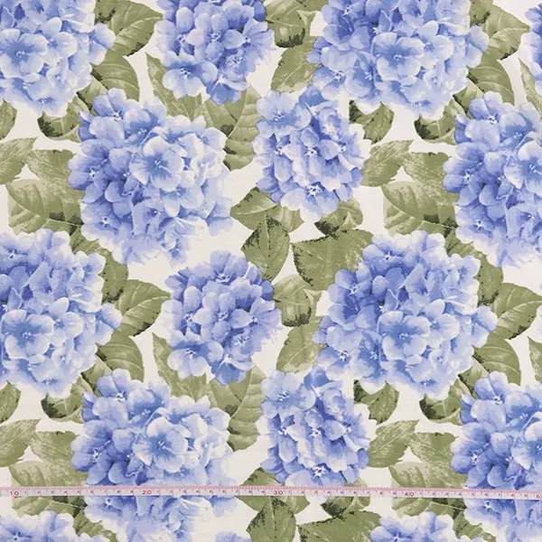 Printed Cocktail Satin Fabric, Hydrangea- Width 148cm