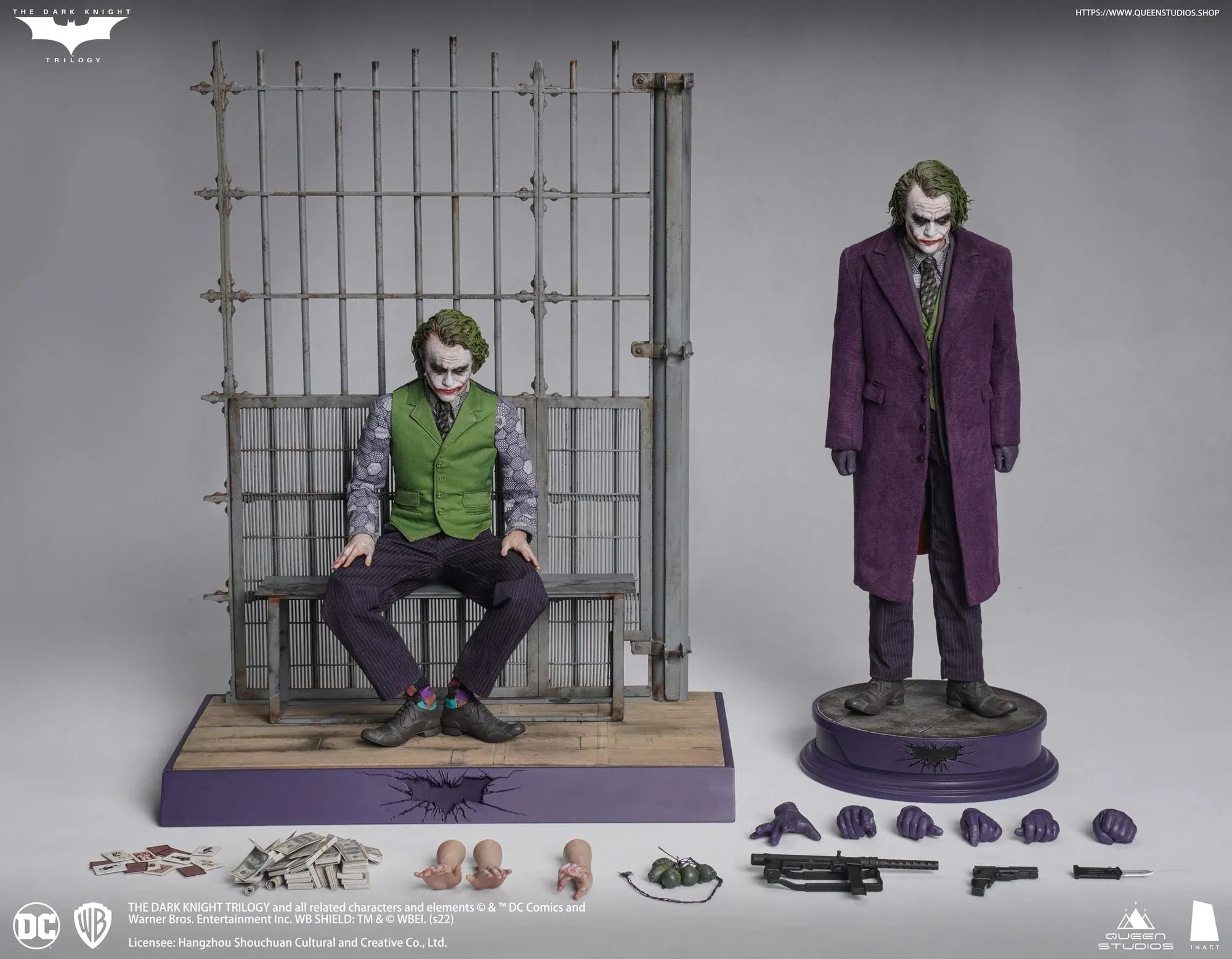 Queen Studio x InArt 1/6 The Dark Knight Joker Premium Edition Sixth Scale Figure 2 Figure Set Pt A001P1 (Sculpted Hair)