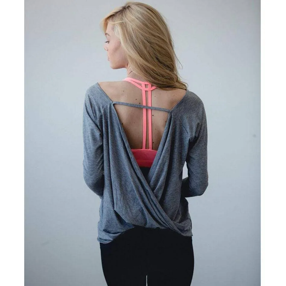 Quick Dry Open Back Long Sleeve Yoga Top