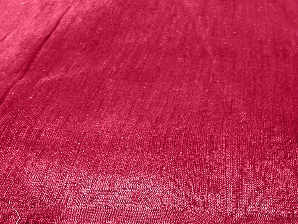 Red Pink Plain Bangalore Raw Silk Fabric