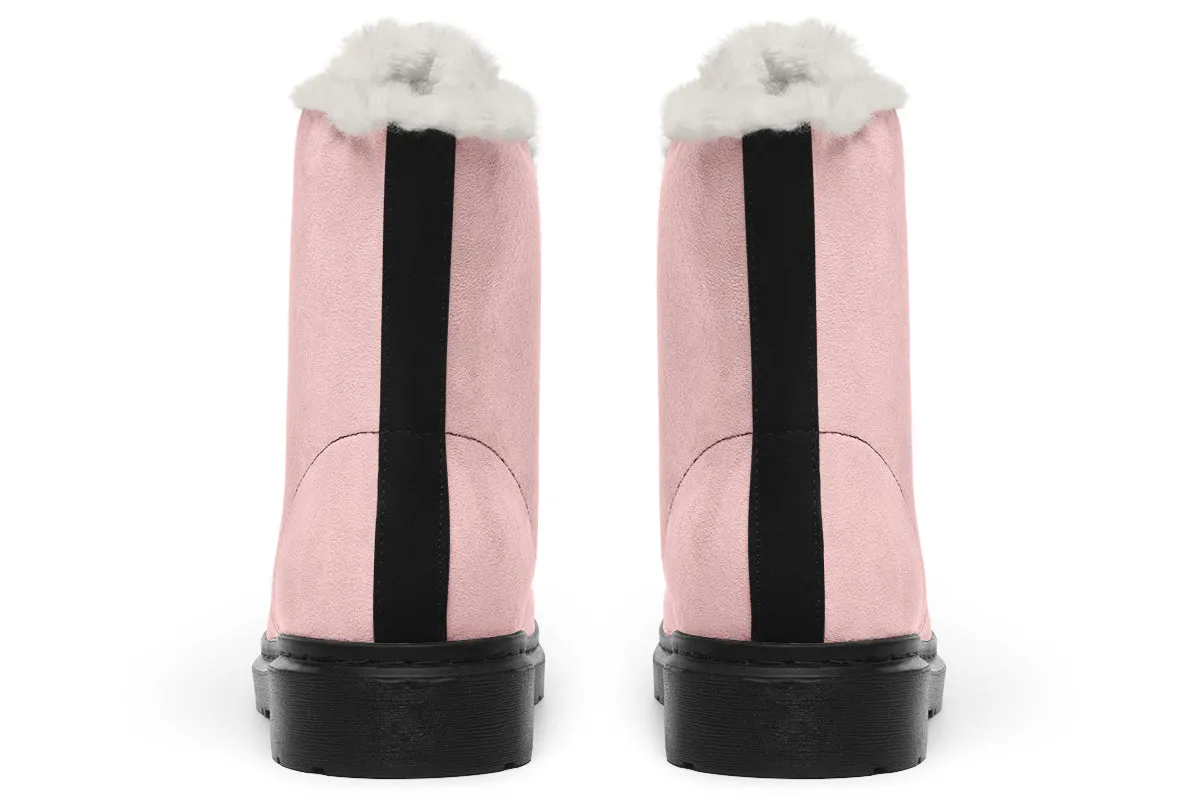 Rose Quartz Winter Boots - Warm Micro-Suede Doc-Style Boots Lined with Vegan Wool