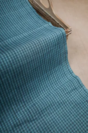 Sapphire Blue Mangalagiri Boddu Checks Cotton Fabric