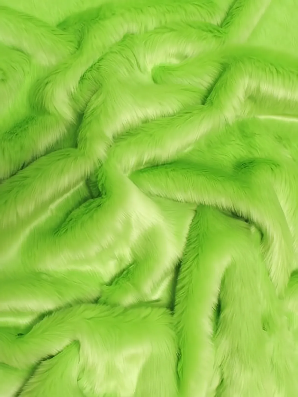 Short Shag Faux Fur Fabric / Lime Green / Sold By The Yard