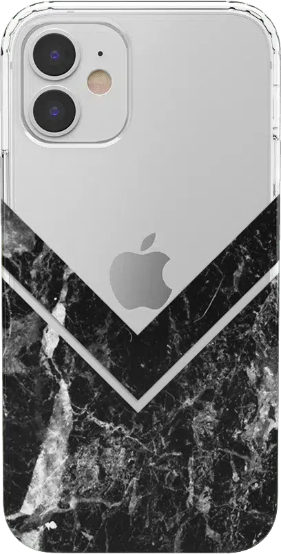 Sleek and Simple | Black Marble V Clear Case