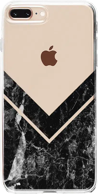 Sleek and Simple | Black Marble V Clear Case