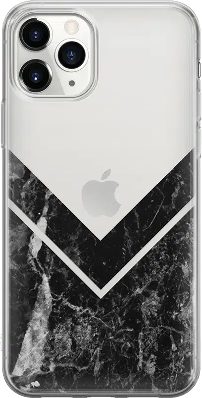 Sleek and Simple | Black Marble V Clear Case