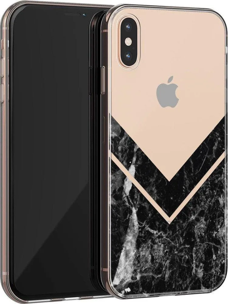 Sleek and Simple | Black Marble V Clear Case