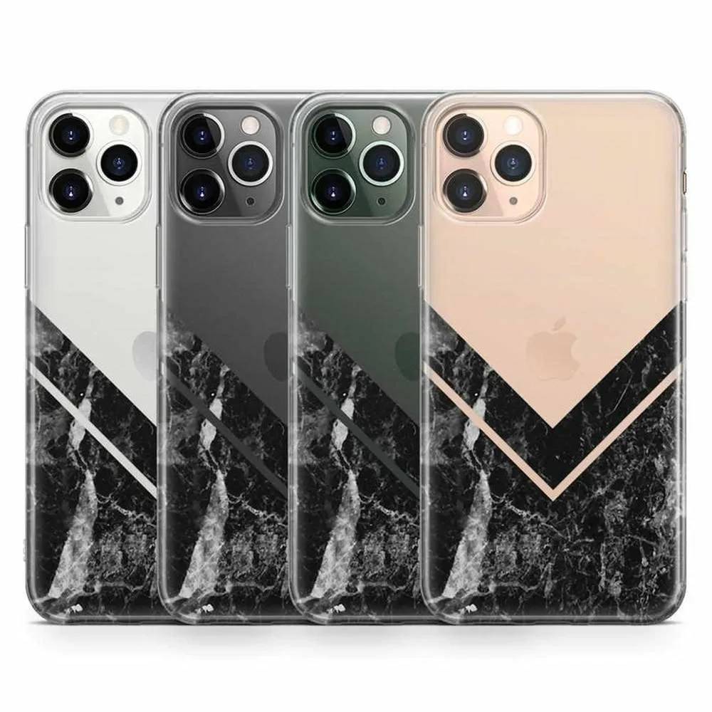 Sleek and Simple | Black Marble V Clear Case