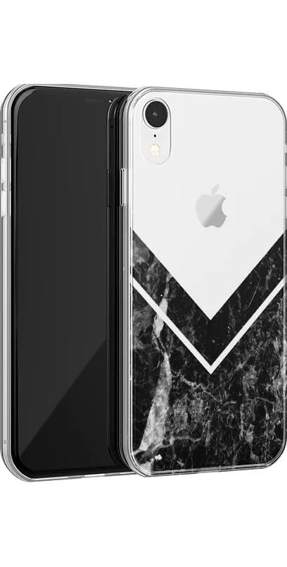 Sleek and Simple | Black Marble V Clear Case