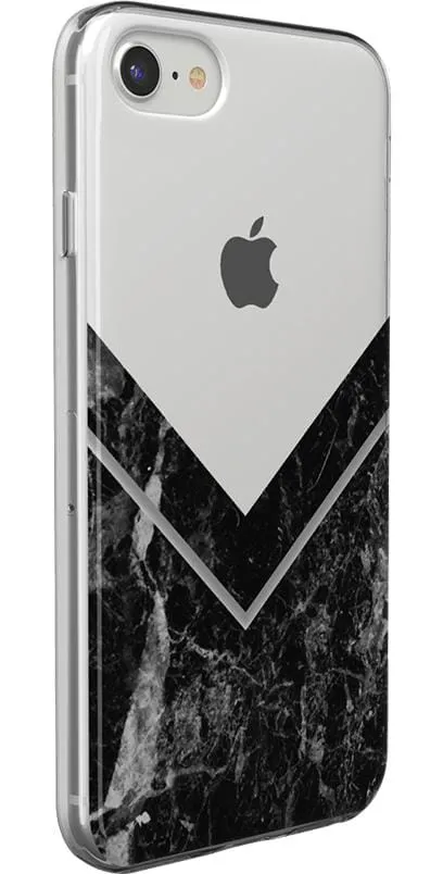 Sleek and Simple | Black Marble V Clear Case