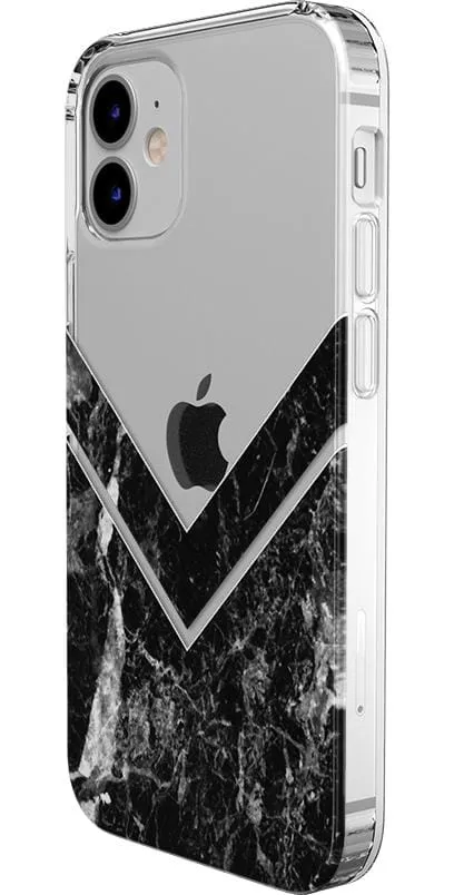 Sleek and Simple | Black Marble V Clear Case