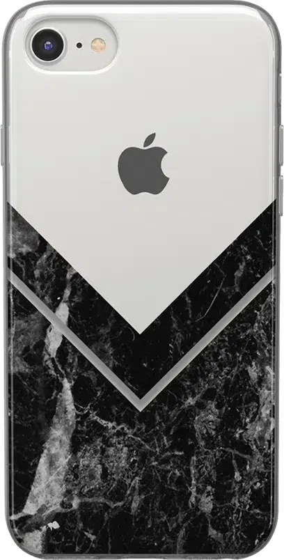 Sleek and Simple | Black Marble V Clear Case