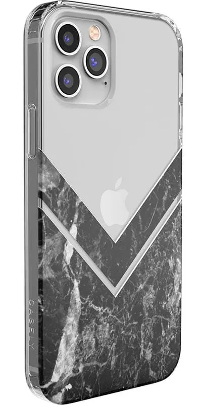 Sleek and Simple | Black Marble V Clear Case