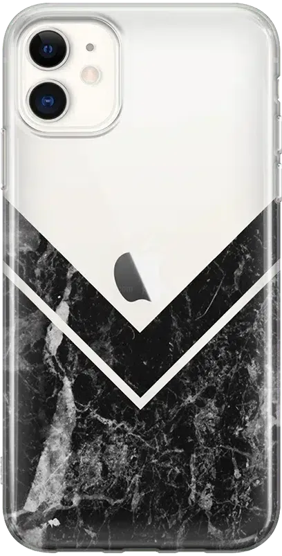 Sleek and Simple | Black Marble V Clear Case