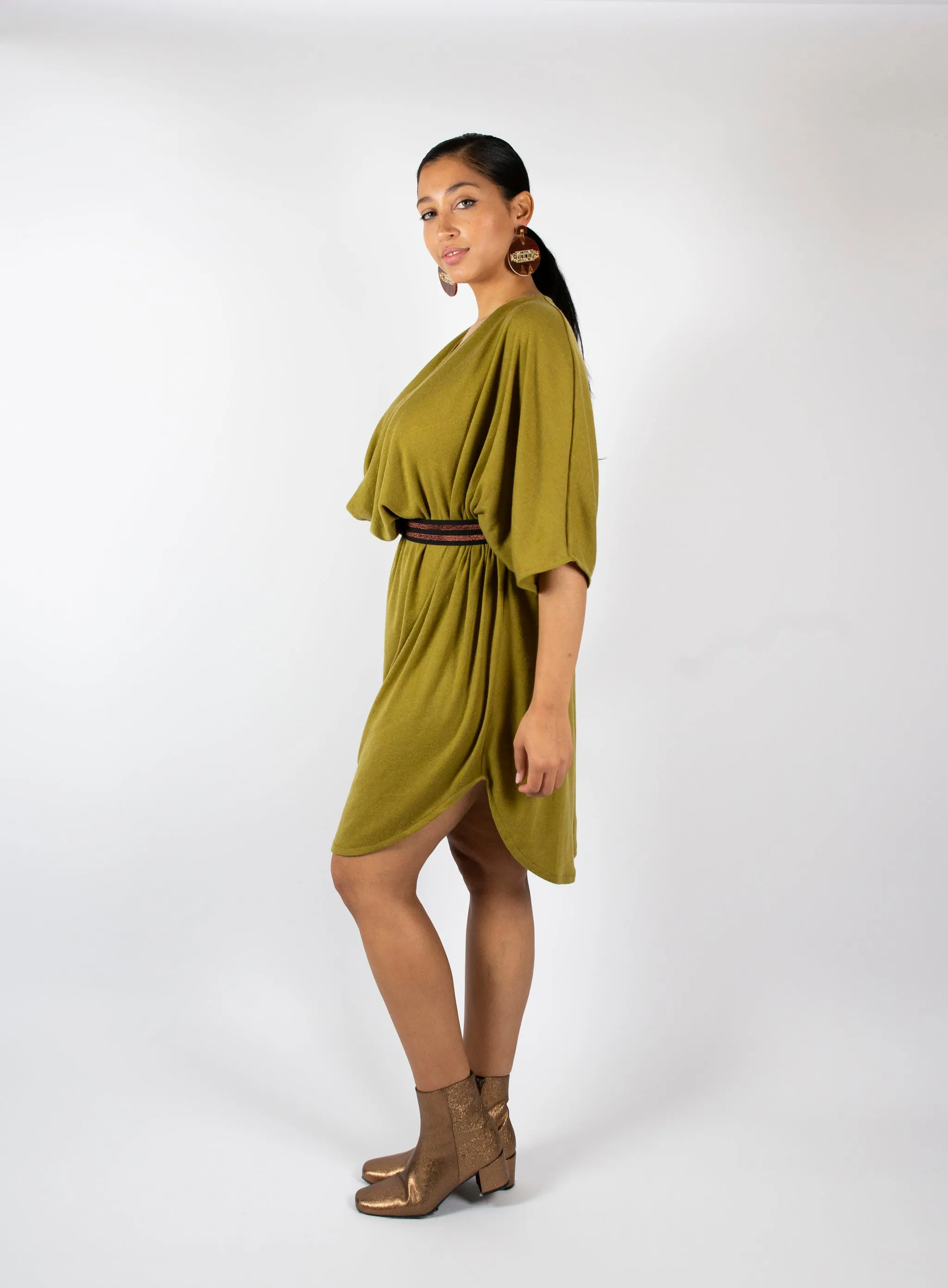 Smokin' Hot Cowl Dress - Olive