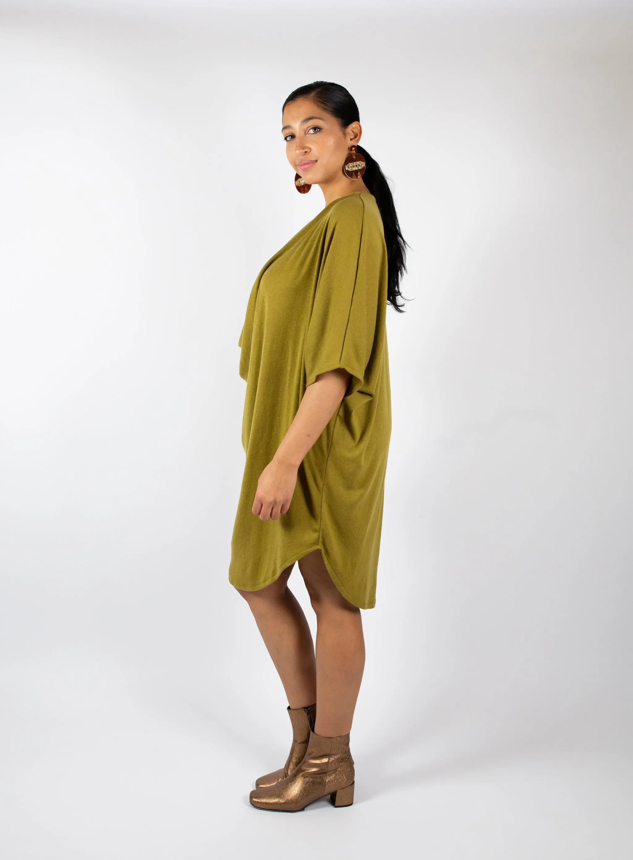 Smokin' Hot Cowl Dress - Olive