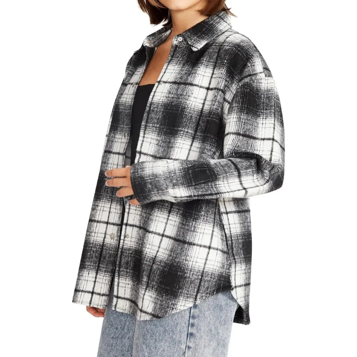 Sophia Plaid Shacket (Black)