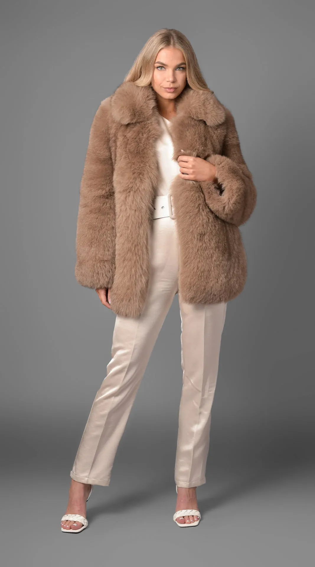 Supreme Luxy Fox Fur Collared Coat