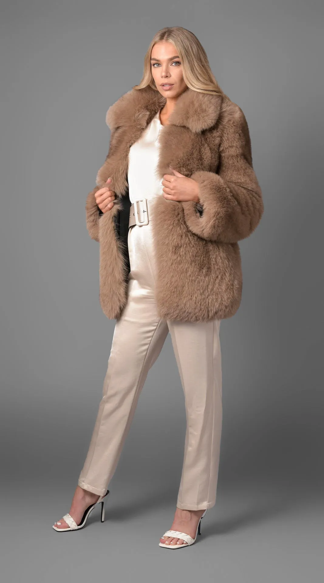 Supreme Luxy Fox Fur Collared Coat