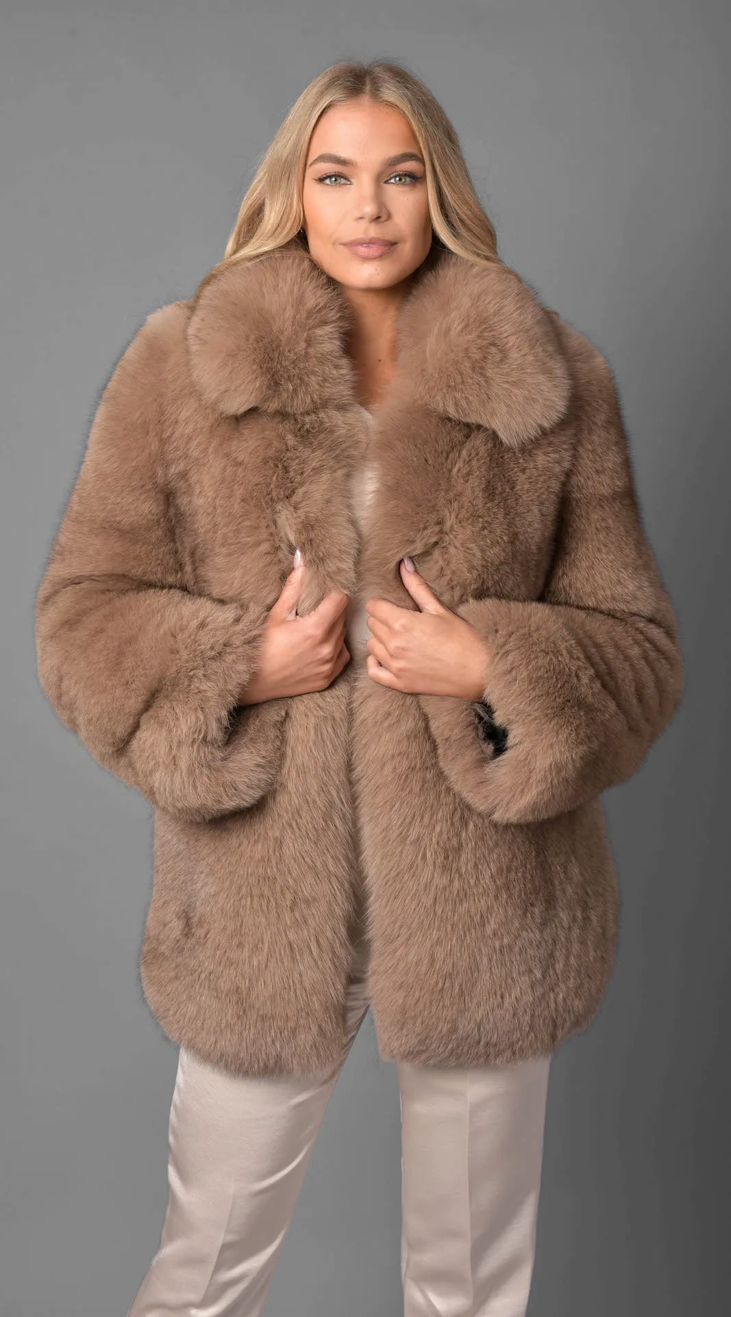 Supreme Luxy Fox Fur Collared Coat