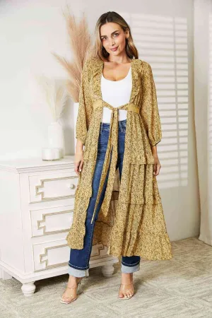 TastyHottie - HEYSON Full Size Tie Front Ruffled Duster Cardigan