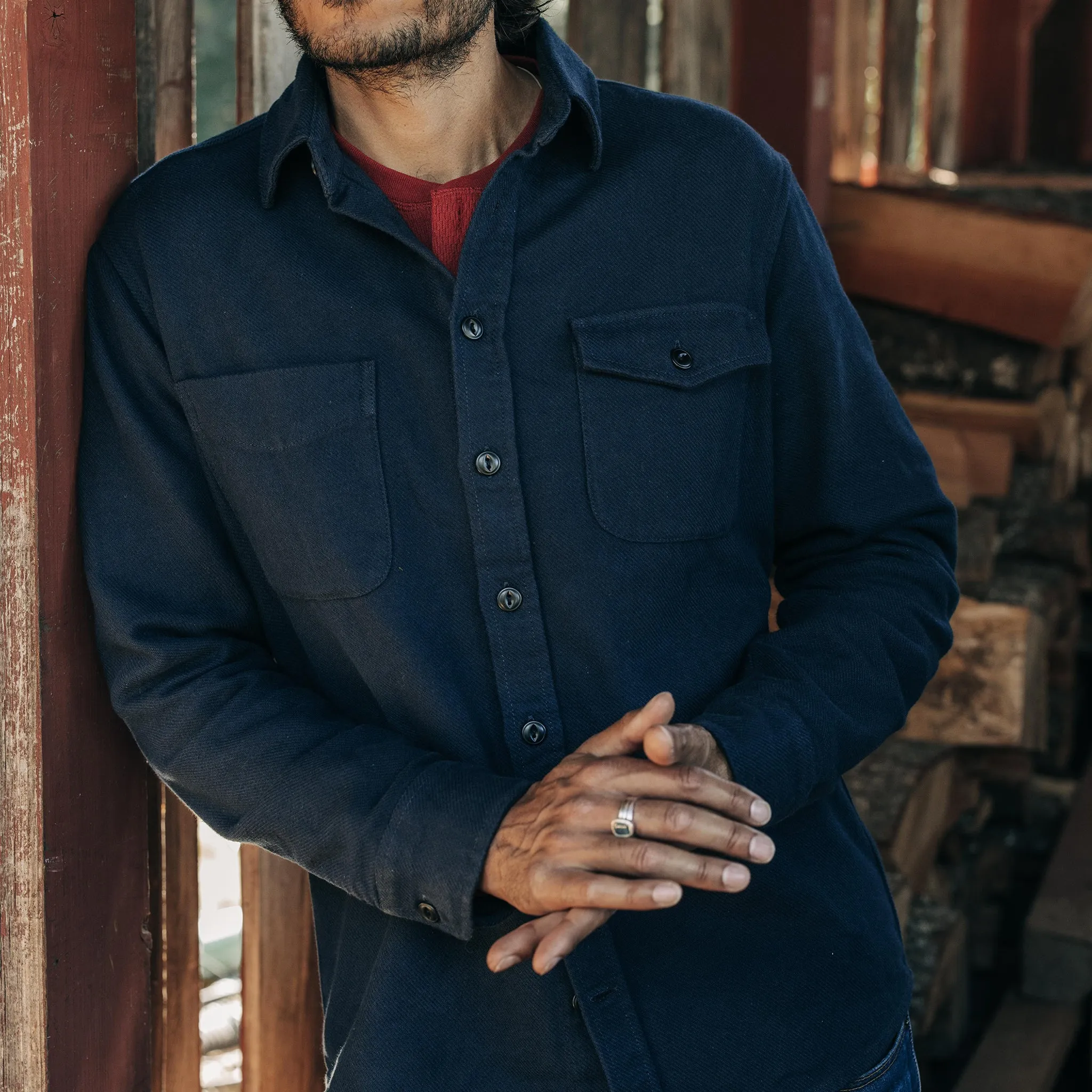 The Crater Shirt in Navy Twill