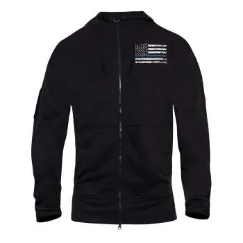 Thin Blue Line Concealed Carry Zippered Hoodie - Black