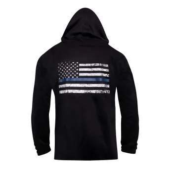 Thin Blue Line Concealed Carry Zippered Hoodie - Black