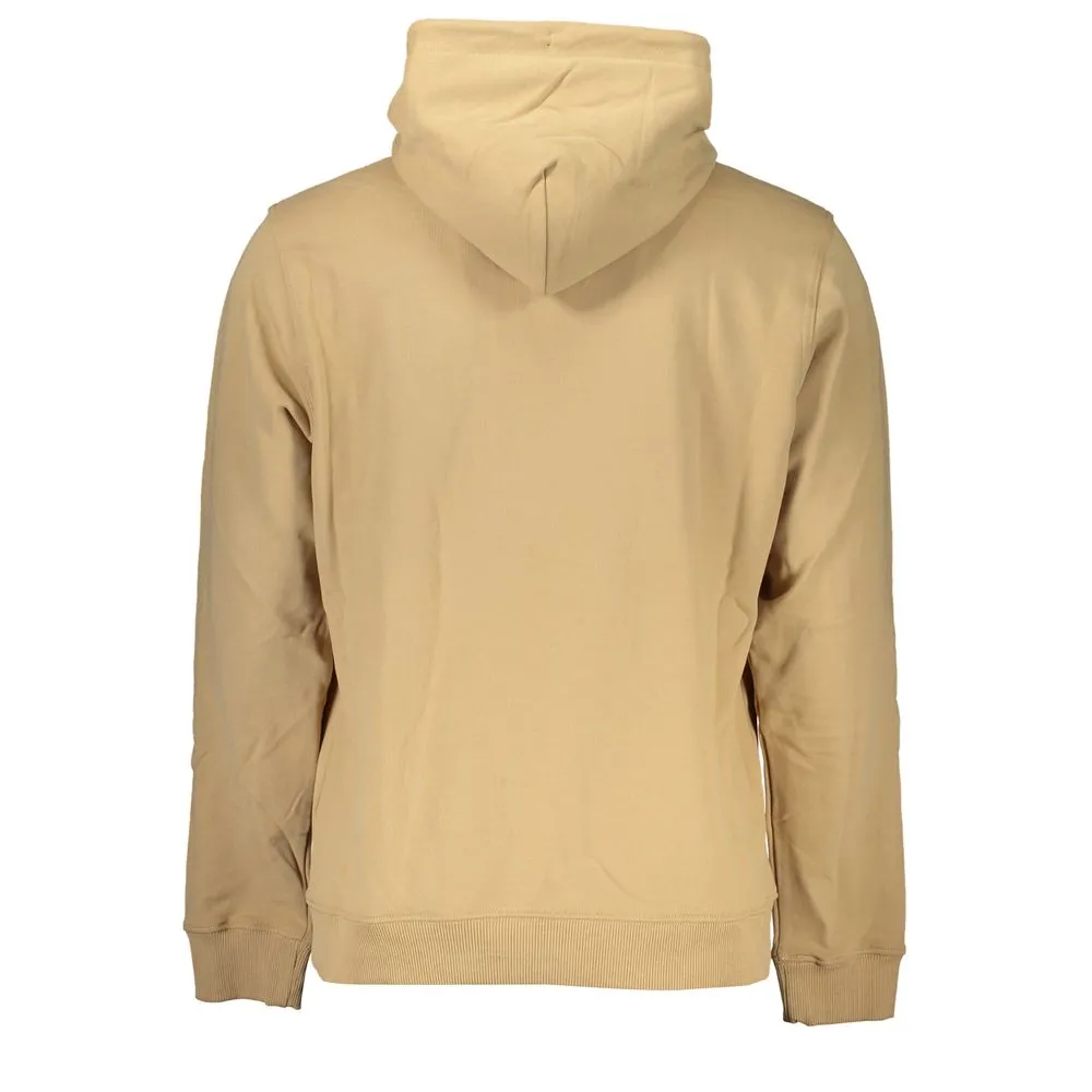 Tommy Hilfiger Beige Cotton Hooded Sweatshirt with Central Pocket