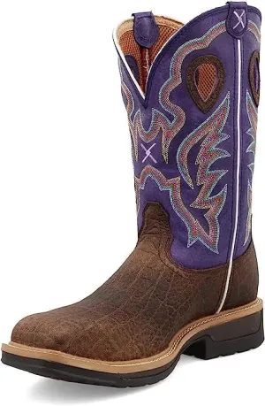 TWISTED X - Men's 12" Alloy Toe Lite Western Work Boot, Brown & Purple