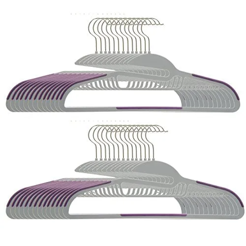 Unity 36 Pack Ultra thin ABS Easy Slide Heavy Duty Non-Slip Clothes Hangers (Purple)