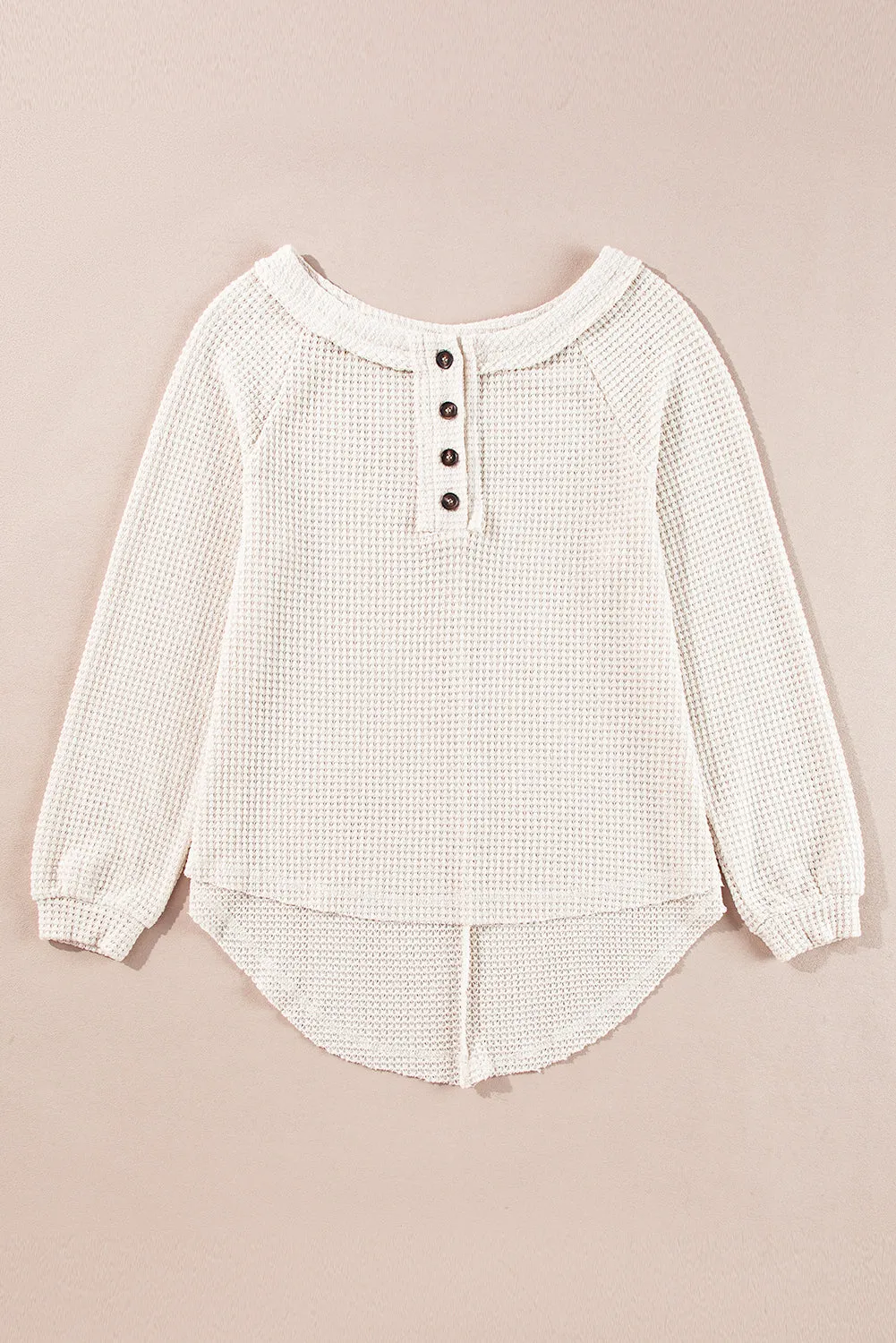 Waffle Knit Front Loose Blouse