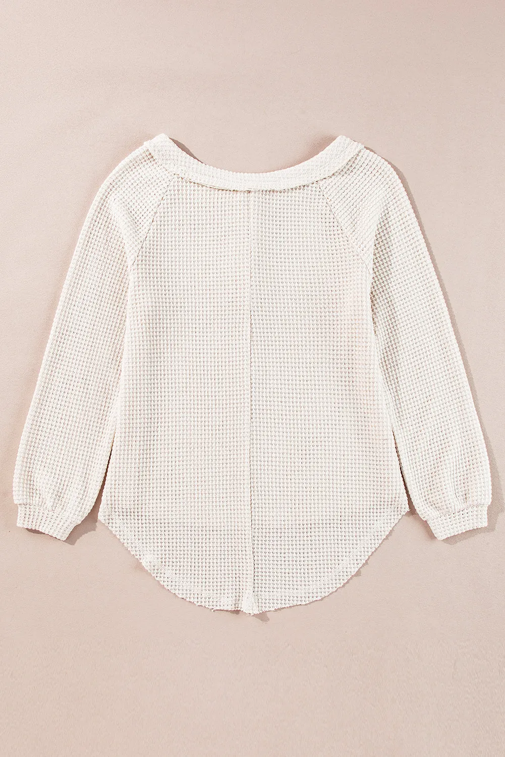 Waffle Knit Front Loose Blouse