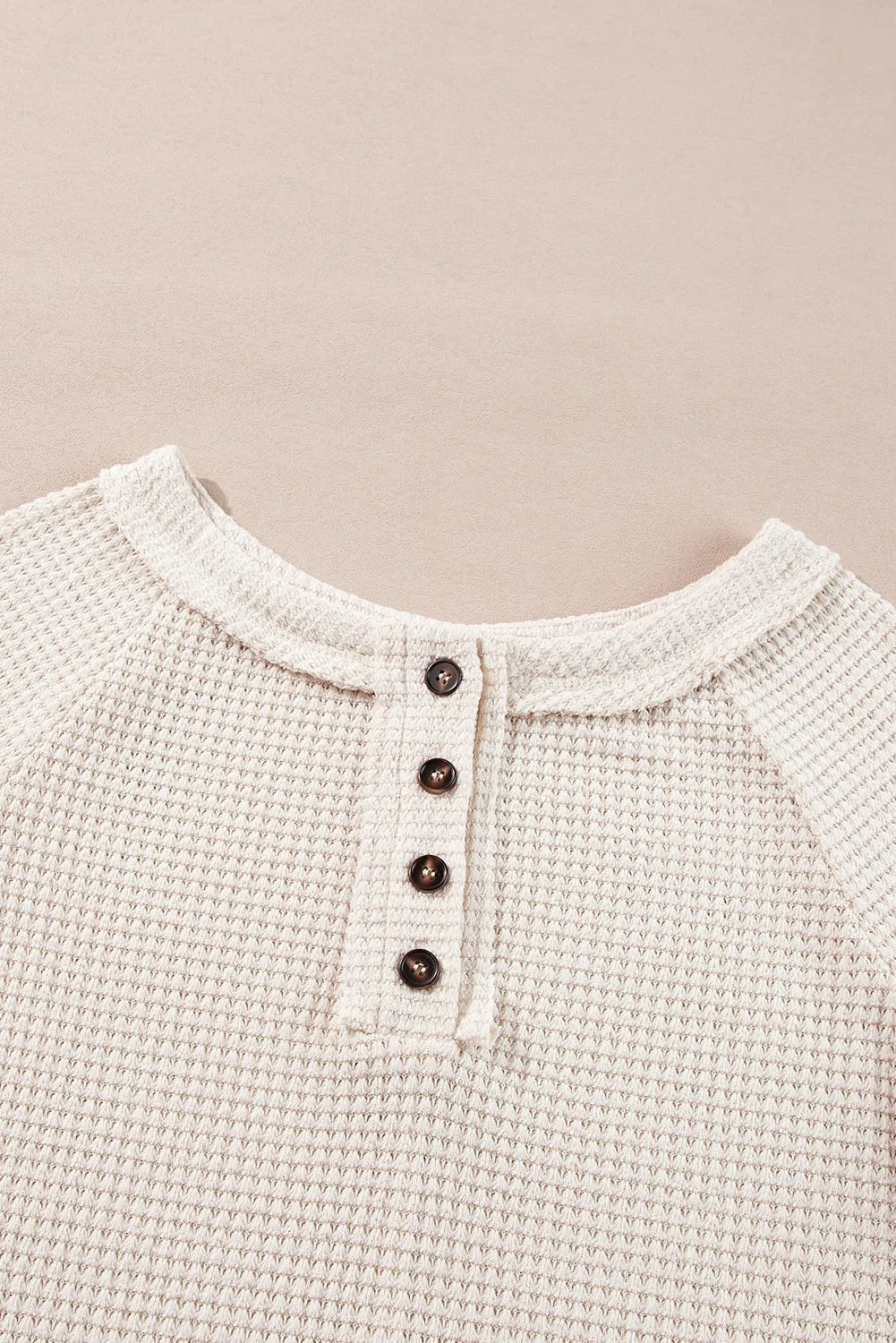 Waffle Knit Front Loose Blouse