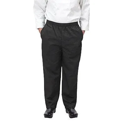 Winco UNF2KL SignatureChef Black Relaxed Fit Chef Pants Large | Denson CFE